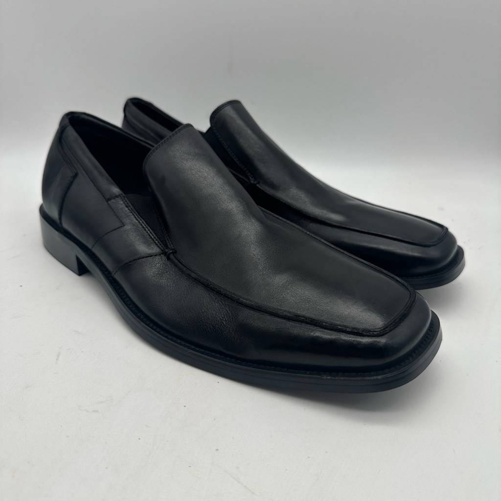 Brand New ProntoUomo Black Leather Loafers Square Toe Size 10 Us